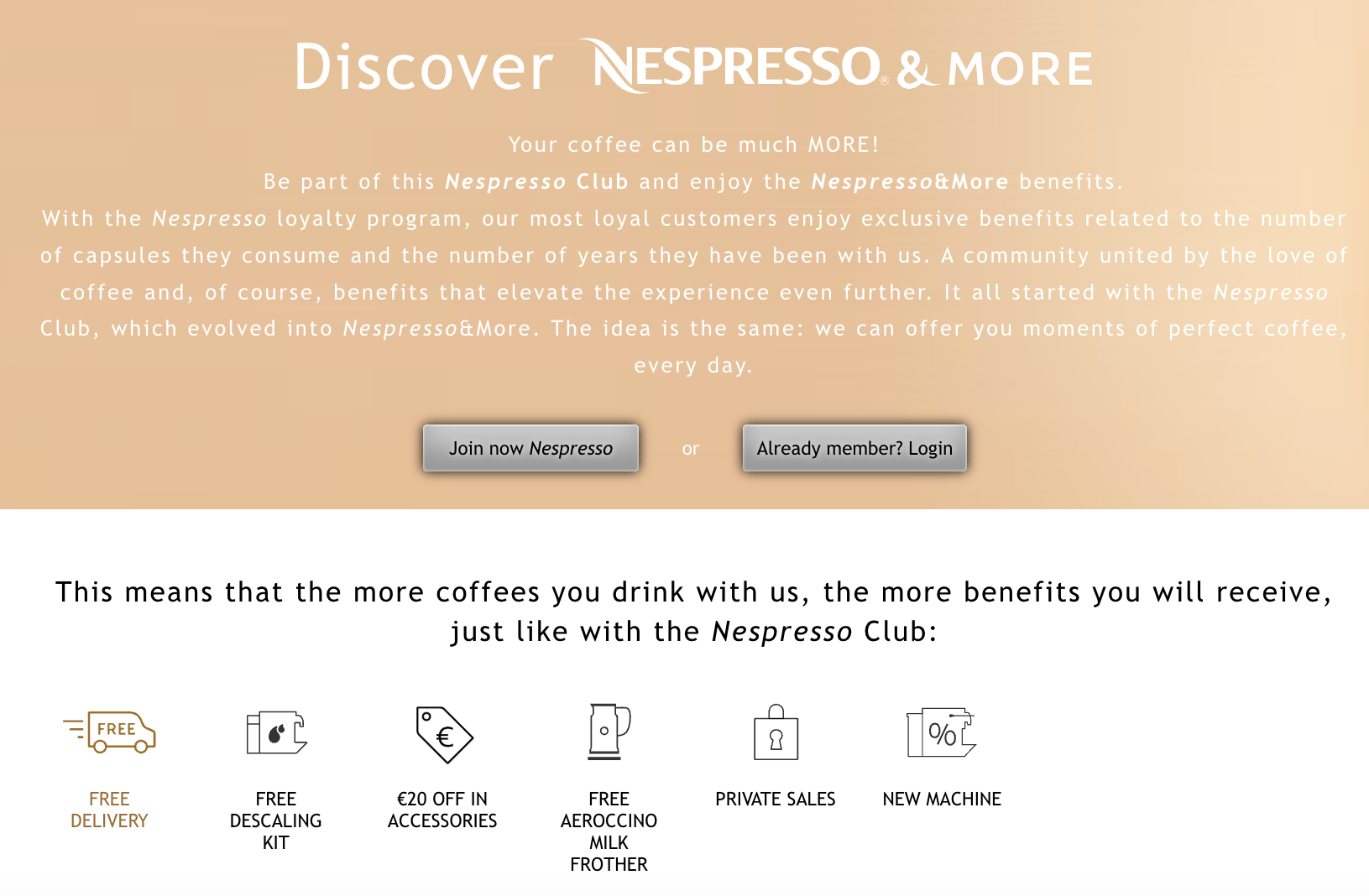 Nespresso loyalty program.