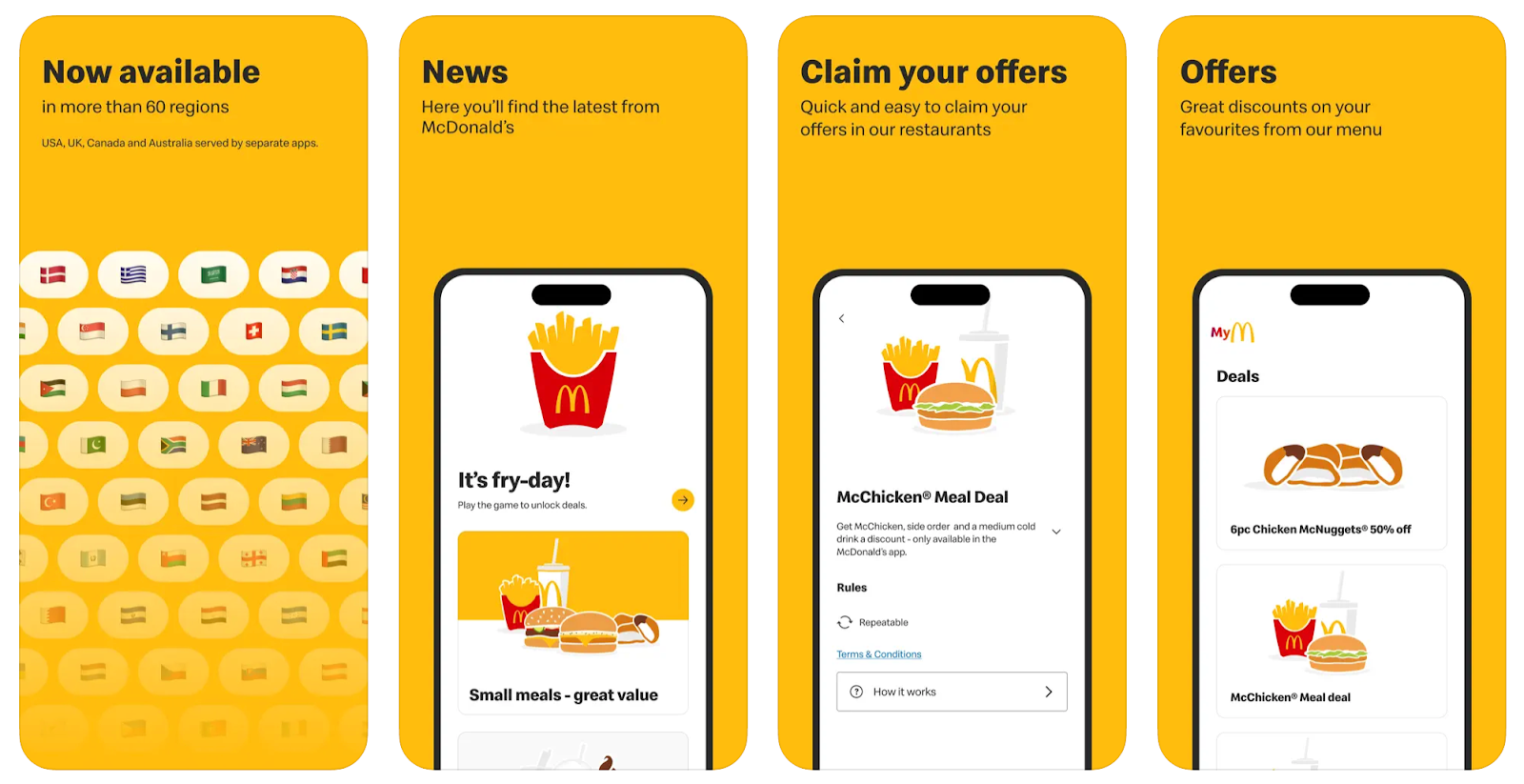 MyMcDonald’s Rewards app in Slovenia with points summary and free menu item offers.